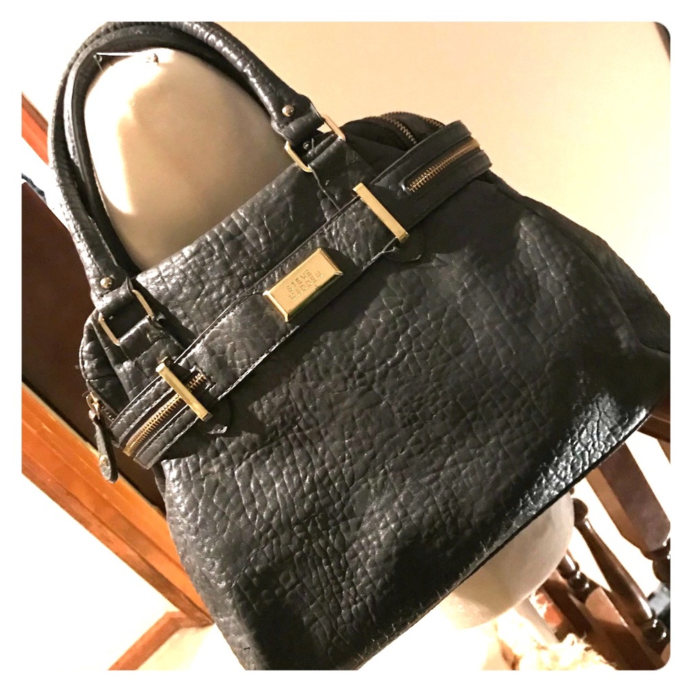Steve Madden Gray Leather Multi-Zipper Satchell